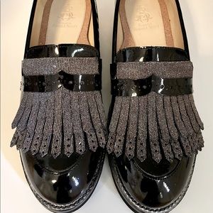 The Office of Angela Scott Mr. Pennywise Wedge Loafer, Black Metallic. Size 38